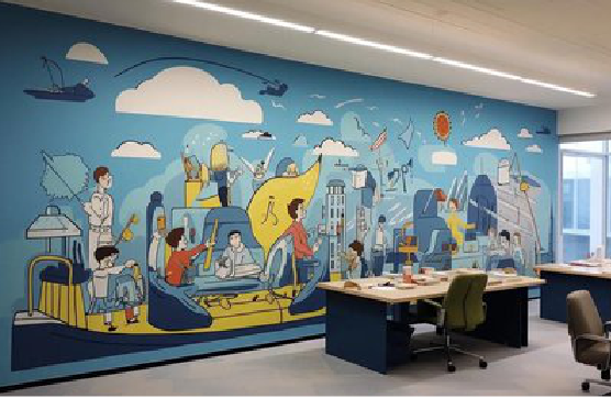 布拖办公室墙绘的特点。