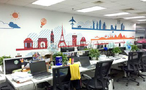 布拖教你设计办公室墙绘的方法。